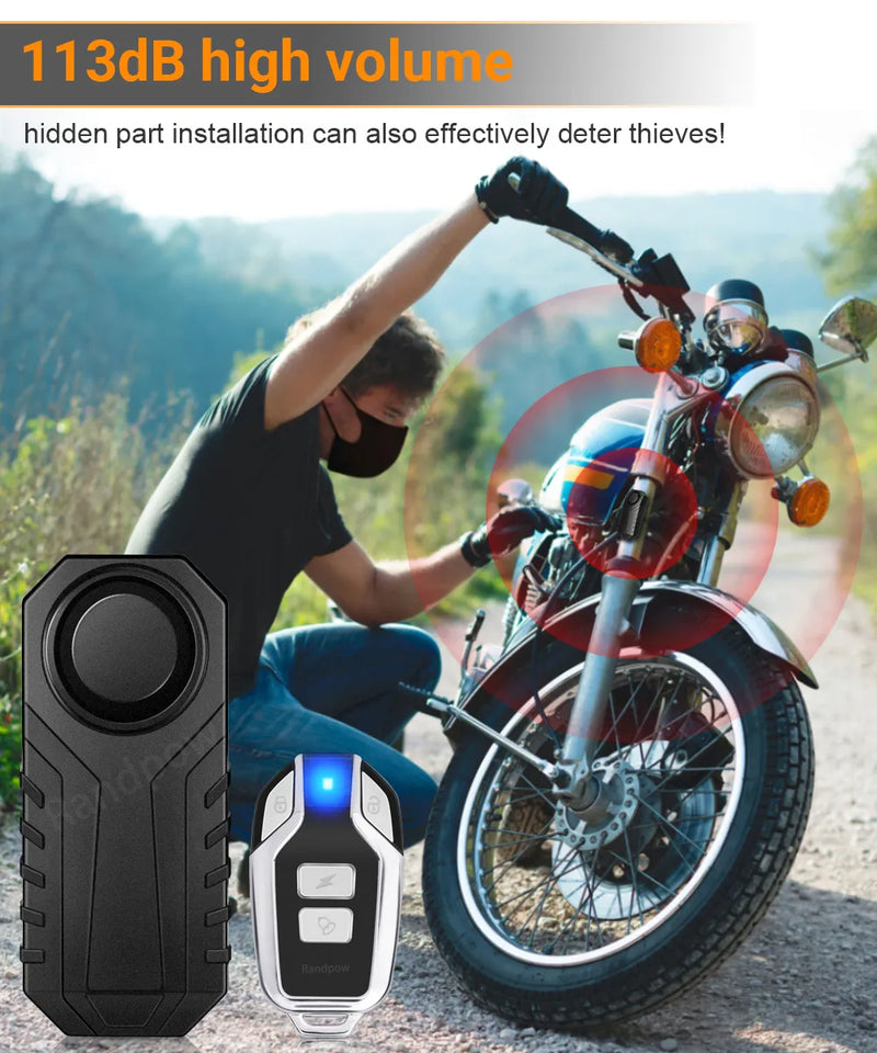 Alarme anti-roubo à prova d'água para motocicleta e bicicleta,More Security
