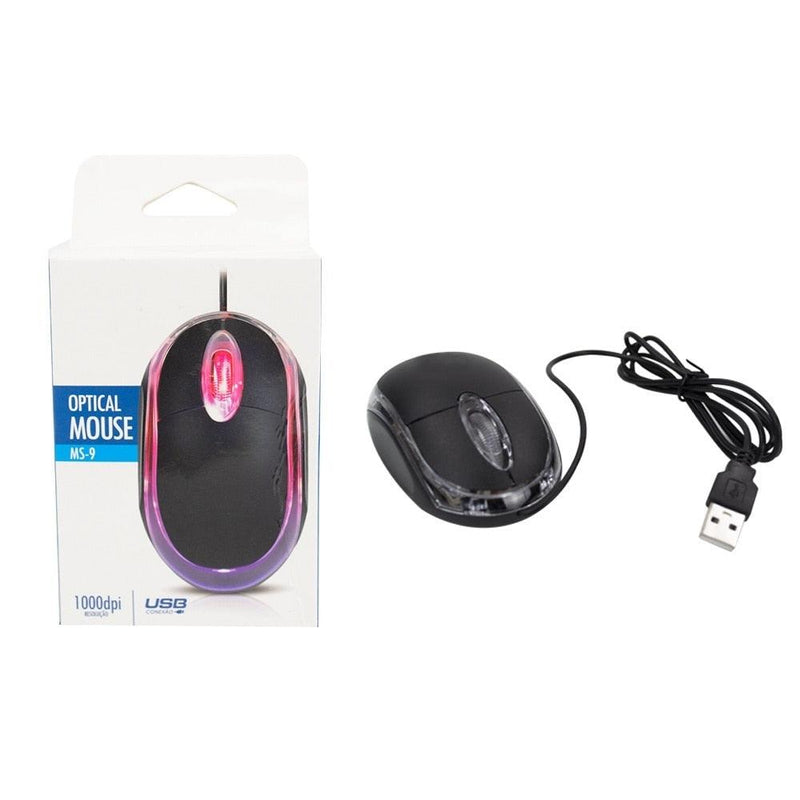 Mini Mouse USB 1000dpi Óptico com Scroll e LED Azul/Vermelho AL2 - dalyni